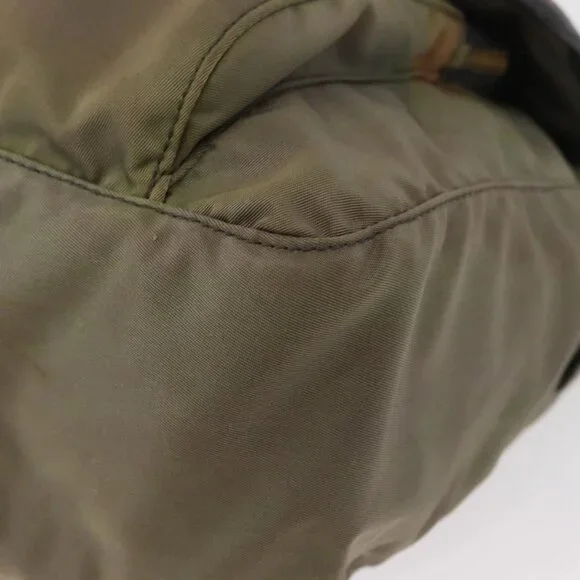 PRADA Shoulder Bag Nylon Khaki Gold Auth 154525 - Picture 4 of 16